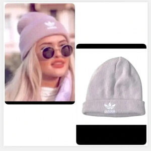 ADIDAS TREFOIL LAVENDER PURPLE BEANIE  HAT STRETCH CUFF STYLE ACRYLIC